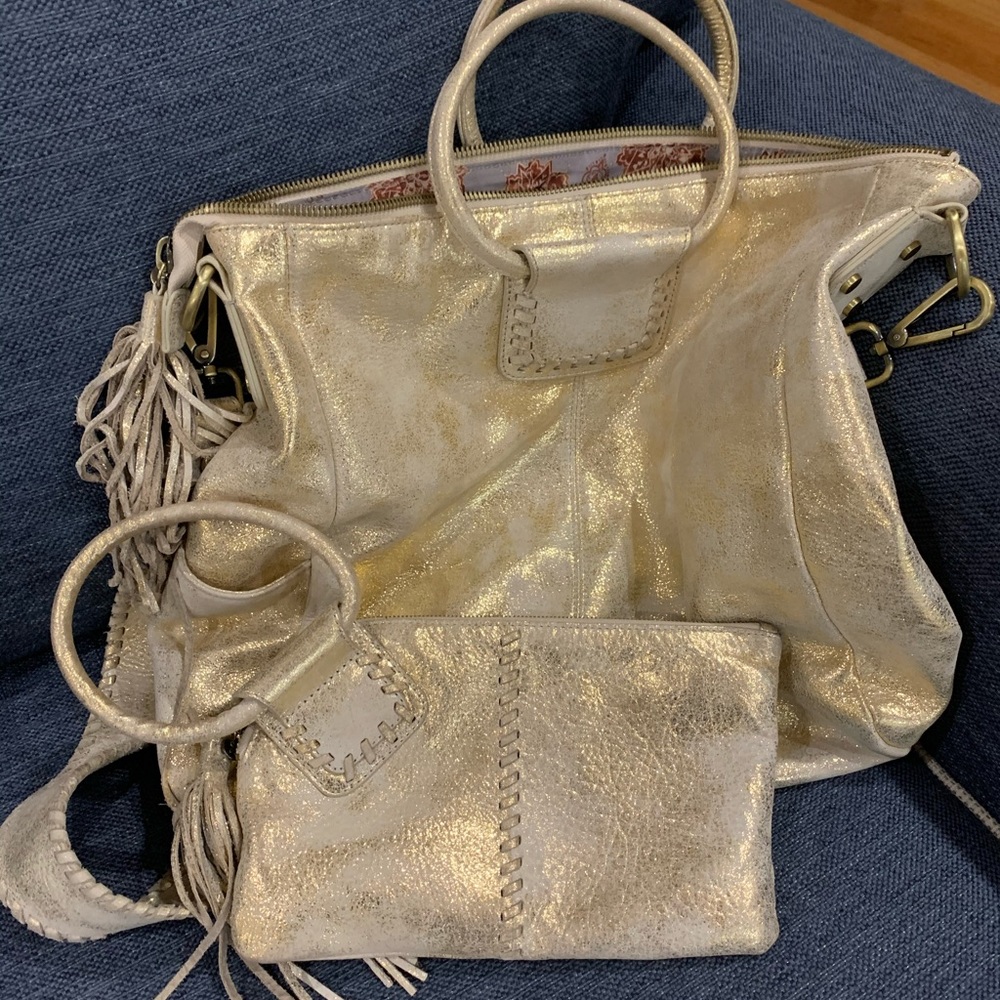 HOBO Shelia Distressed Gold Purse and Wristlet